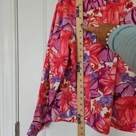 Coldwater Creek Floral Jacket  Pink Purple Jacket Cotton Spandex Sz. Med. Garden - Picture 8 of 9